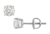 14K White Gold : Round Diamond Stud Earrings 1.00 CT. TW.