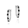 Sterling Silver Genuine Diamond and Sapphire Hoop Earrings