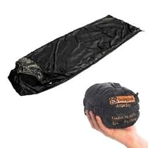 Snugpak Black Jungle Bag Sleeping Bag 850g with Built in Mosquito Net, Square Foot, Micro and Anti Bacterial with Paratex.