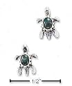 Sterling Silver Turtle With Malachite Post Earrings - Guaranteed Delivery by Dec 24th