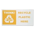 Sticker for recycling bins printed THINK! RECYCLE PLASTIC HERE, 300 x 150mm, EACH