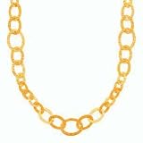 14k Gold Thick Hammered Link Necklace- 38