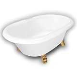 American Bath Factory B1-3720-WW-DM7-M2-45-PB Duchess Double Ended Clawfoot Bathtub in White, Armada