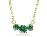 1.00 CTW Emerald Three Stone Pendant Necklace 14K Yellow Gold