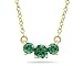 1.00 CTW Emerald Three Stone Pendant Necklace 14K Yellow Gold