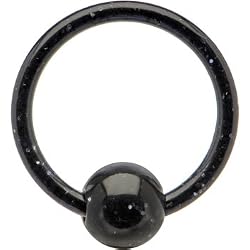 16 Gauge Black Glitter Acrylic Ball Captive Ring