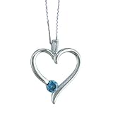 1/5 Ct. Blue & White Diamond Heart Shaped Pendant With 18 Chain