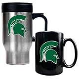 Michigan State Spartans Stainless Steel Travel Mug & Ceramic Mug Set NCAA College Athletics