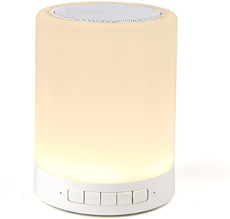Bluetooth Speakers, YISDEA Portable Wireless Bluetooth Speaker with Colorful Smart Touch LED Lamp, Hands-free Bluetooth Speakerphone, TF Card, AUX Supported, Night Light for Kids - White