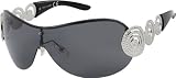 Damen Sonnenbrille Art. 8046-1 schwarz / schwarz, mit durchgängigem Panoramaglas und Strass