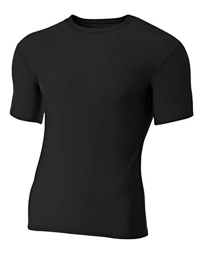A4 Men's Compression Crew Short Sleeve, Black, Xx-Large