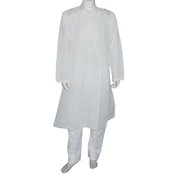 Mens Yoga Clothing Cotton Embroidered Kurta Pajama Size L Chest : 44