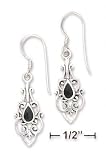 Sterling Silver Filigree With yx Teardrop Inlay Earrings