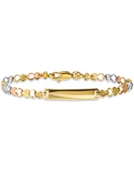 14k Tri-Color Gold Teen Bracelet With Name Plate