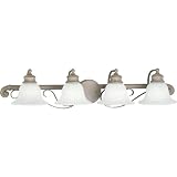 Compare Prices of Progress Lighting P2904-40 Four-Light Bath Fixture with White Washed Alabaster Style Glass, Millstone
