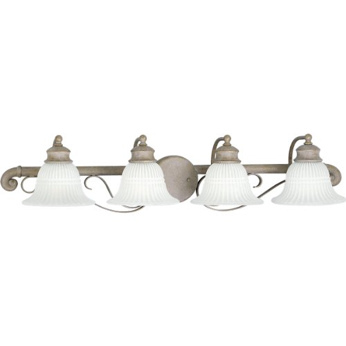 Best Price Progress Lighting P2904-40 Four-Light Bath Fixture with White Washed Alabaster Style Glass, Millstone