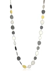GURHAN "Contour" Organic Long Dark and White Silver with Gold Necklace