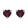 Sterling Silver Genuine Garnet 6mm Heart Stud Earring