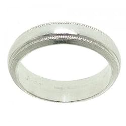 Mens Wedding Band Millgrain Finely Polished Sterling Silver