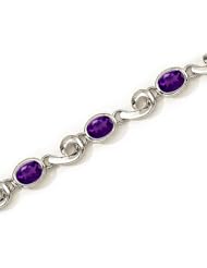 14K White Gold Oval Amethyst Bracelet by Jewelry Mountain