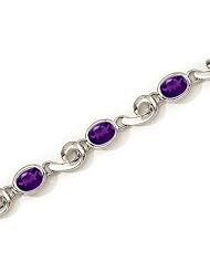 14K White Gold Oval Amethyst Bracelet