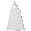 Classic Hibiscus Hawaiian Aloha Halter Dress in Wedding White - Small and Young Girl Size