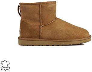 UGG Australia Women's W Classic Mini Chestnut Size 8.5 (EU 39) genuine suede. inside of leather and textile. rubber outsole.