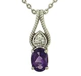 Amethyst Pendant with 3 Bead Set Diamonds .03cttw