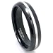 Black Tungsten Carbide 6mm Dome Two Tone Wedding Band Ring