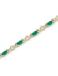 14kt Yellow Gold Oval Emerald and Diamond Bracelet