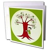 Janna Salak Designs Nature and Spirituality - Cute Tree Hugger Design Brown and Green - Greeting Cards-12 Greeting Cards with envelopes