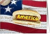 Memorial Day, hot dog-patriotic-flag-American-baseball Card