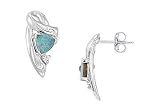 Opal and Diamond Earrings : 14K White Gold