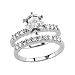 Polished 14k White-gold 1 1/4 CTTW Round Moissanite Engagement & Wedding Band Rings