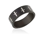 Ziovani Walnut with Etched Gothic Dagger Stainless Steel Ring