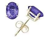 All-Natural Genuine 5x3 mm, Oval Tanzanite earrings set in 14k Yellow gold