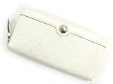 Coach Embossed Patent Leather Gallery Accordion Zip Clutch Wallet 46223 Ivory