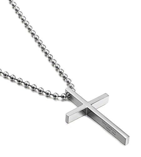 Fibo steel stainless steel cross pendant chain necklace for men w…