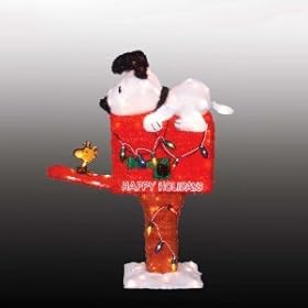  36 inch Animated Tinsel Peanuts Snoopy On Mailbox Lighted 3-D Christmas Yard Art