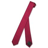 SILK Narrow NeckTie EXTRA Skinny CRANBERRY / Dark RED Thin Men's Neck Tie