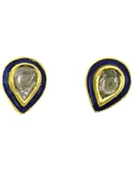 22kt Yellow Gold Rose Cut Diamond Stud Earrings Vintage Style Jewelry