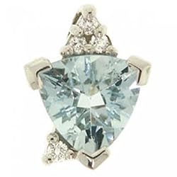 Trillion Aquamarine Diamond Pendant-White 14K Gold