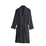 New Plain Black 100% Cotton Terry Towelling Bathrobe - Free Size