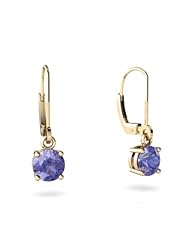 Genuine Tanzanite 14kt Yellow Gold Lever Back Earrings