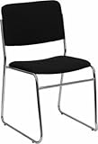 HERCULES Black Fabric High Density Stacking Chair with Chrome Sled Base - XU-8700-CHR-B-30-GG