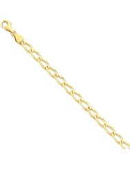14k Yellow Gold 7in 6mm Hand-Polished Open Link Chain Bracelet Metal Wt- 10.02g