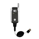 Einziehbares USB Kabel für Motorola V266 mit Hot Sync und aufladen Einsatzmöglichkeiten - von Gomadic mit TipExchange Technology