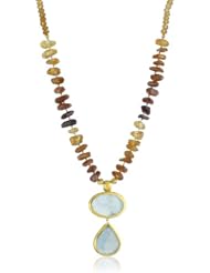 Nava Zahavi Stunning Hessonite and Aquamarine Handmade 24K Gold Pendant Necklace