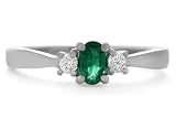 0.36 Ct Platinum Oval Emerald and Diamond Ring