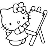 Hello Kitty Draw - Cartoon Decal Vinyl Car Wall Laptop Cellphone Sticker